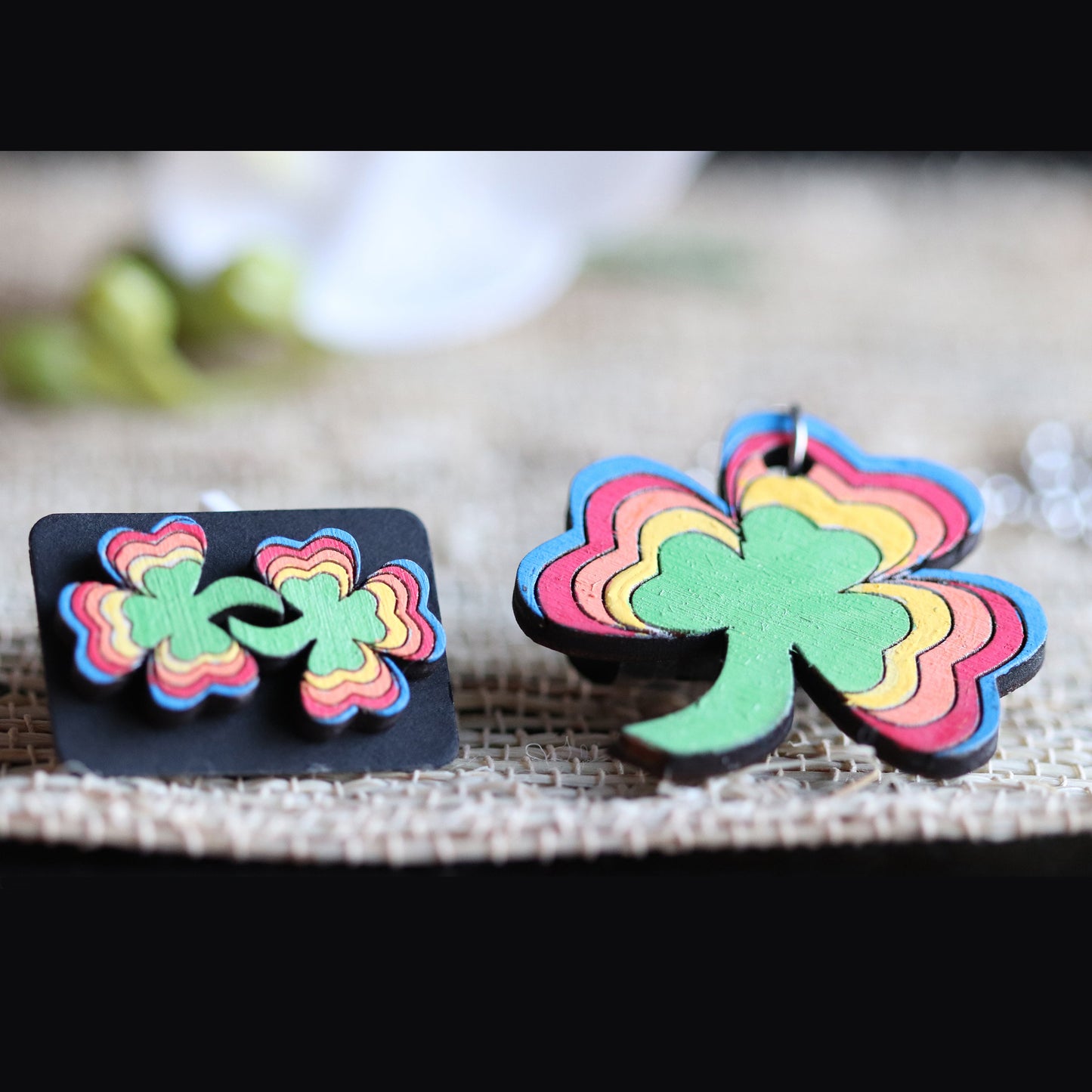 Lucky Clover Pendant and Earrings