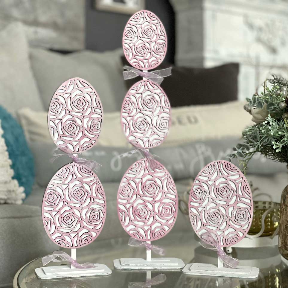 Floral Easter Egg Topiary Shelf Sitter (Set of 3)