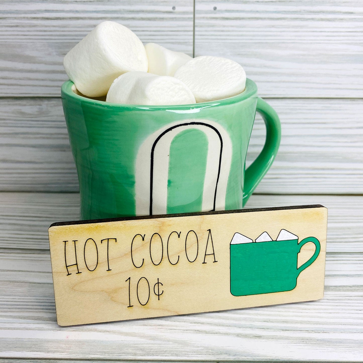 Hot Cocoa Marshmallow Coffee Bar Shelf Sitter Winter Sign