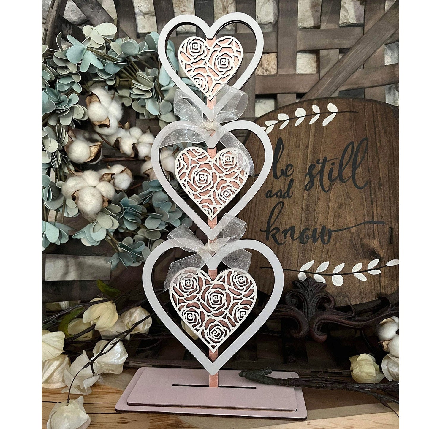 Rose Heart Topiary Mantle or Shelf Sitter