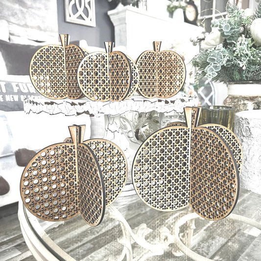 3D Rattan Cane Pumpkins Shelf Sitters (Set of 5)