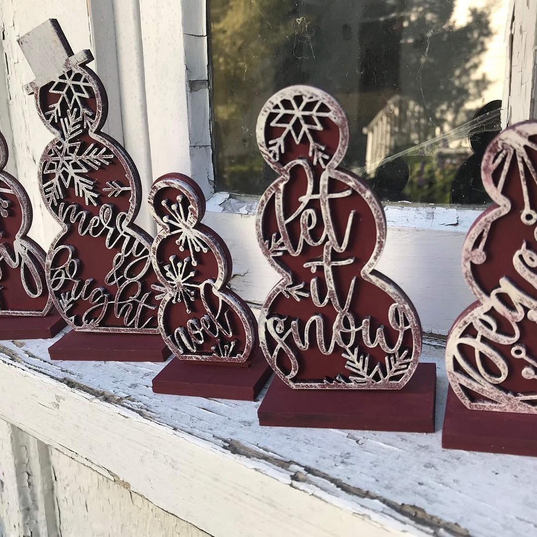 Snowman Shelf Sitters Set Of 6 With Stands