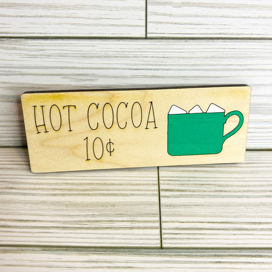 Hot Cocoa Marshmallow Coffee Bar Shelf Sitter Winter Sign