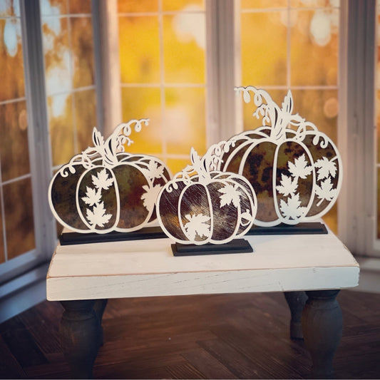 Maple Leaf Pumpkins Shelf Sitters (Set of 3)